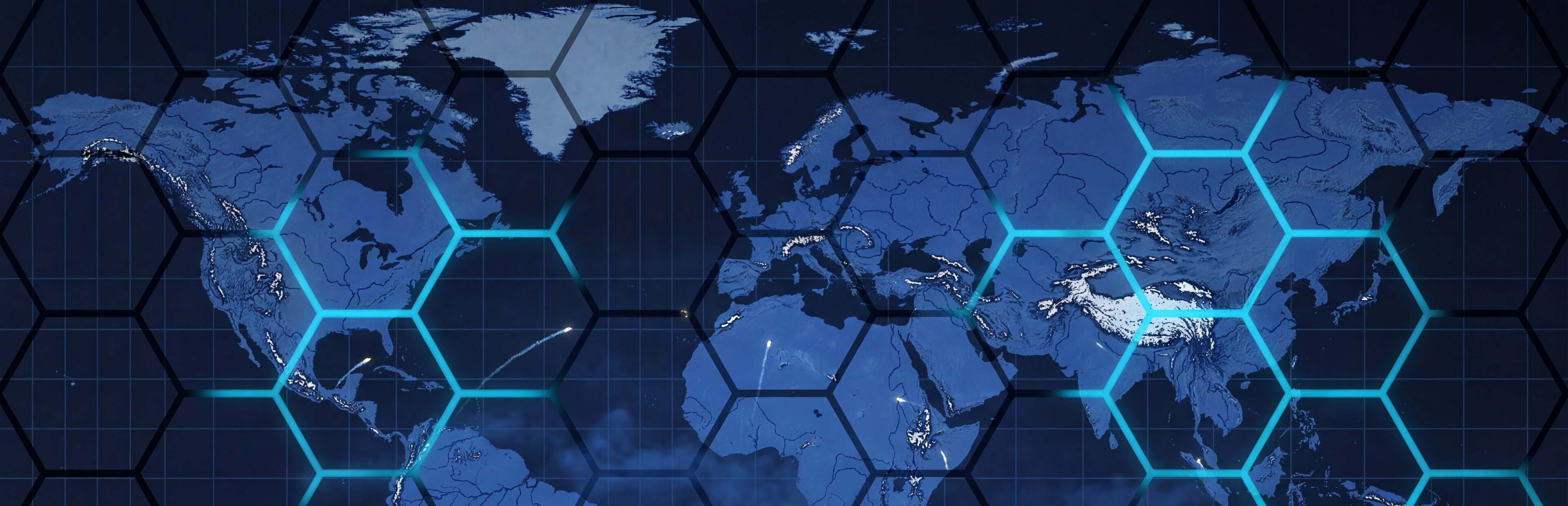 OpenFront world map with rival territories, hex borders and contested borders